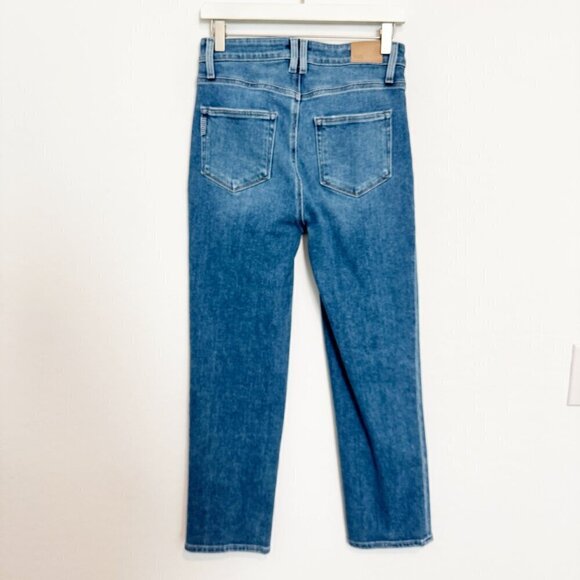 Paige Denim Stella Crop High Rise Straight Leg Jeans Seawater Distressed Size 28 - Picture 10 of 11